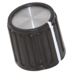 TE Connectivity 14mm Black Potentiometer Knob for 6.35mm Shaft Splined, PKG50B1/4