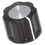 TE Connectivity 15.9mm Black Potentiometer Knob for 6.35mm Shaft Splined, PKE60B1/4