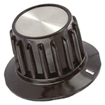 TE Connectivity 35.1mm Black Potentiometer Knob for 6.35mm Shaft Splined, PKA90B1/4