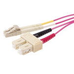 RS PRO LC to SC Duplex Multi Mode OM4 Fibre Optic Cable, 900μm, Violet, 1m
