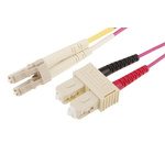 RS PRO LC to SC Duplex Multi Mode OM4 Fibre Optic Cable, 900μm, Violet, 2m