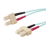 RS PRO SC to SC Duplex Multi Mode OM3 Fibre Optic Cable, 900μm, Blue, 2m