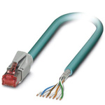 Phoenix Contact Cat5 Straight Male RJ45 to Unterminated Ethernet Cable, Shielded, Blue, 5m