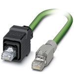 Phoenix Contact Cat5e Straight Male RJ45 to Straight Male RJ45 Ethernet Cable, Shielded, Green, 5m