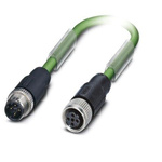 Phoenix Contact Cat5 Straight Male M12 to Straight Female M12 Ethernet Cable, Green, 2m