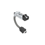 Amphenol Communications Solutions Cat6a 45° Male RJ45 to Straight Male ix Industrial Ethernet Cable, Shielded, Grey