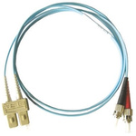 Molex Premise Networks ST to SC Duplex Multi Mode OM3 Fibre Optic Cable, 50/125μm, Aqua, 3m