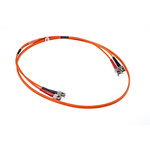 RS PRO ST to ST Duplex Multi Mode OM2 Fibre Optic Cable, 50/125μm, Orange, 1m