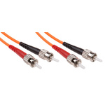 RS PRO ST to ST Duplex Multi Mode OM2 Fibre Optic Cable, 50/125μm, Orange, 3m