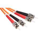 RS PRO ST to ST Duplex Multi Mode OM2 Fibre Optic Cable, 50/125μm, Orange, 5m