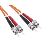 RS PRO ST to ST Duplex Multi Mode OM2 Fibre Optic Cable, 50/125μm, Orange, 10m