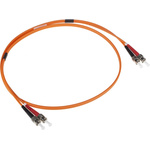 RS PRO ST to ST Duplex Multi Mode OM1 Fibre Optic Cable, 62.5/125μm, Orange, 1m