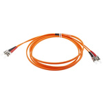 RS PRO ST to ST Duplex Multi Mode OM1 Fibre Optic Cable, 62.5/125μm, Orange, 3m
