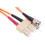 RS PRO ST to SC Duplex Multi Mode OM1 Fibre Optic Cable, 62.5/125μm, Orange, 2m
