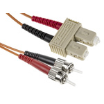 RS PRO ST to SC Duplex Multi Mode OM1 Fibre Optic Cable, 62.5/125μm, Orange, 5m