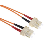 RS PRO SC to SC Duplex Multi Mode OM1 Fibre Optic Cable, 62.5/125μm, Orange, 1m