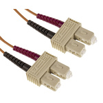 RS PRO SC to SC Duplex Multi Mode OM1 Fibre Optic Cable, 62.5/125μm, Orange, 2m
