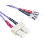 RS PRO SC to ST Duplex Multi Mode OM3 Fibre Optic Cable, 50/125μm, Purple, 2m