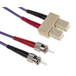 RS PRO SC to ST Duplex Multi Mode OM3 Fibre Optic Cable, 50/125μm, Purple, 3m