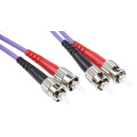 RS PRO ST to ST Duplex Multi Mode OM3 Fibre Optic Cable, 50/125μm, Purple, 2m