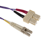 RS PRO LC to SC Duplex Multi Mode OM3 Fibre Optic Cable, 50/125μm, Purple, 10m