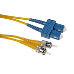 RS PRO SC to ST Duplex Single Mode OS1 Fibre Optic Cable, 9/125μm, Yellow, 1m