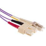 RS PRO LC to SC Duplex Multi Mode OM3 Fibre Optic Cable, 50/125μm, Purple, 1m