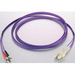 RS PRO LC to ST Duplex Multi Mode OM3 Fibre Optic Cable, 50/125μm, Purple, 10m