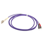 RS PRO LC to ST Duplex Multi Mode OM3 Fibre Optic Cable, 50/125μm, Purple, 3m