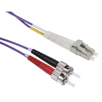 RS PRO LC to ST Duplex Multi Mode OM3 Fibre Optic Cable, 50/125μm, Purple, 2m
