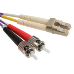RS PRO LC to ST Duplex Multi Mode OM3 Fibre Optic Cable, 50/125μm, Purple, 1m