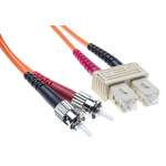 RS PRO ST to SC Duplex Multi Mode OM2 Fibre Optic Cable, 50/125μm, Orange, 2m