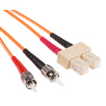 RS PRO ST to SC Duplex Multi Mode OM2 Fibre Optic Cable, 50/125μm, Orange, 10m