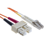 RS PRO LC to SC Duplex Multi Mode OM1 Fibre Optic Cable, 62.5/125μm, Orange, 2m