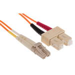 RS PRO LC to SC Duplex Multi Mode OM1 Fibre Optic Cable, 62.5/125μm, Orange, 10m