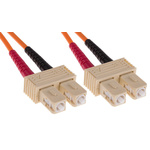 RS PRO SC to SC Duplex Multi Mode OM2 Fibre Optic Cable, 50/125μm, Orange, 3m