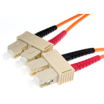 RS PRO SC to SC Duplex Multi Mode OM2 Fibre Optic Cable, 50/125μm, Orange, 1m