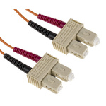 RS PRO SC to SC Duplex Multi Mode OM1 Fibre Optic Cable, 62.5/125μm, Orange, 10m