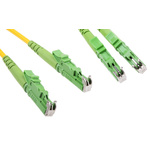 RS PRO E-2000 to E-2000 Duplex Single Mode OS1 Fibre Optic Cable, 9/125μm, Yellow, 2m