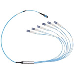 RS PRO MPO to LC Duplex Multi Mode OM3 Fibre Optic Cable, 4.5mm, Aqua, 30m