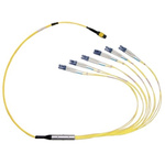 RS PRO MPO to LC Duplex Single Mode OS1 Fibre Optic Cable, 4.5mm, Yellow, 20m