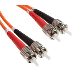 RS PRO ST to ST Duplex Multi Mode OM1 Fibre Optic Cable, 62.5/125μm, Orange, 20m