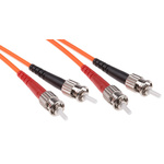 RS PRO ST to ST Duplex Multi Mode OM1 Fibre Optic Cable, 62.5/125μm, Orange, 25m