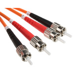 RS PRO ST to ST Duplex Multi Mode OM1 Fibre Optic Cable, 62.5/125μm, Orange, 30m