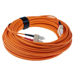 RS PRO SC to SC Duplex Multi Mode OM1 Fibre Optic Cable, 62.5/125μm, Orange, 25m