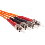 RS PRO ST to ST Duplex Multi Mode OM1 Fibre Optic Cable, 62.5/125μm, Orange, 50m