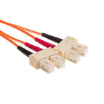 RS PRO SC to SC Duplex Multi Mode OM1 Fibre Optic Cable, 62.5/125μm, Orange, 50m