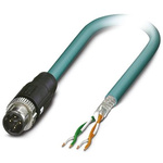 Phoenix Contact Cat5 Straight Male M12 to Unterminated Ethernet Cable, Blue, 2m