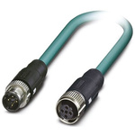 Phoenix Contact Cat5 Straight Female M12 to Straight Male M12 Ethernet Cable, Blue PUR Sheath, 500mm
