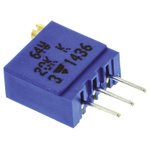 Vishay 64W Series 19 (Electrical), 22 (Mechanical)-Turn Through Hole Trimmer Resistor with Pin Terminations, 20kΩ ±10%